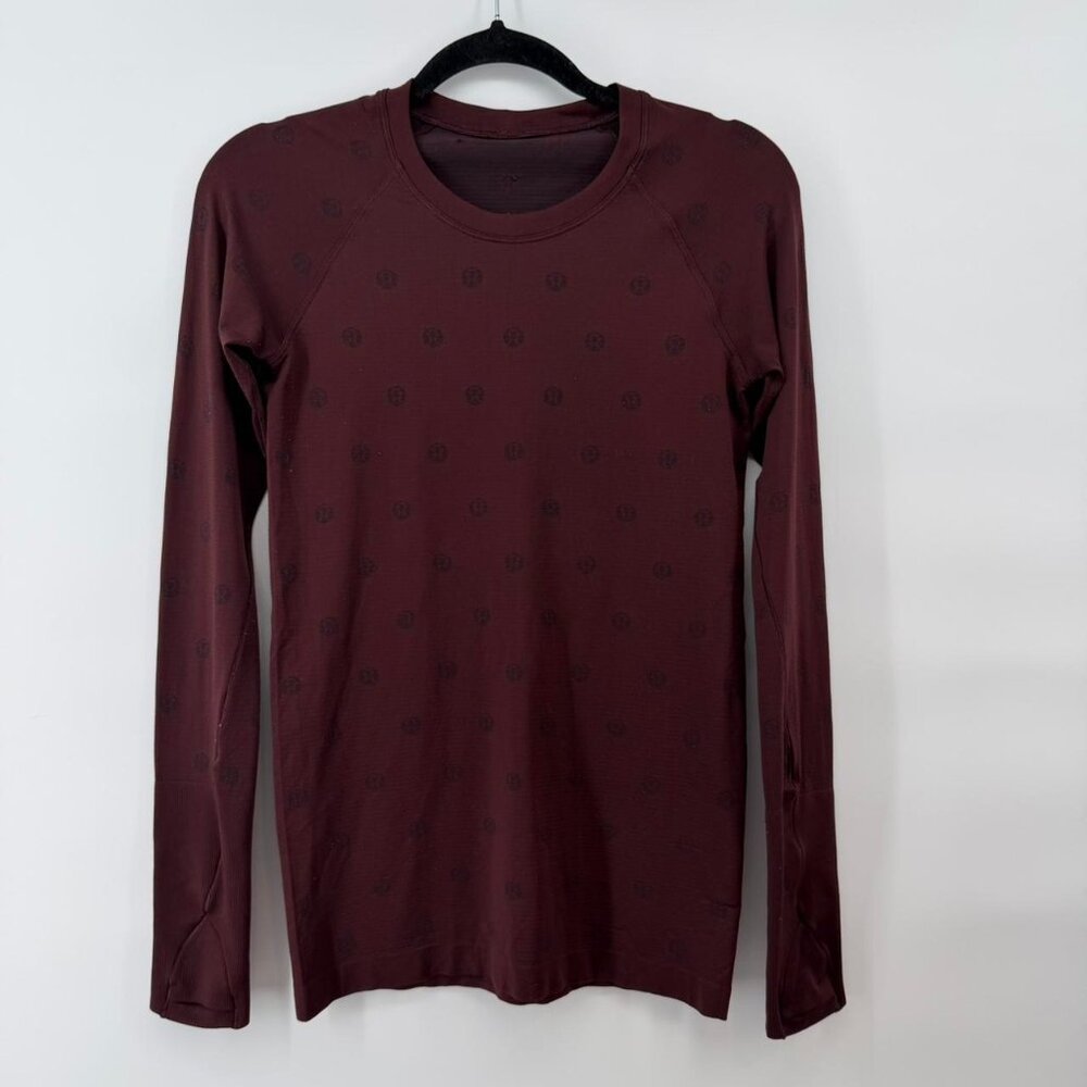 Lululemon Swiftly Tech Long Sleeve Shirt 2.0 Yogo Pop Cassis/Black Sz 6
